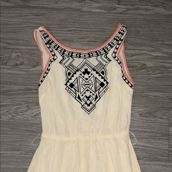 Flying Tomato Cream Maxi Dress with Black Embroidered Detail and Pink Trim - Picture 2 of 6